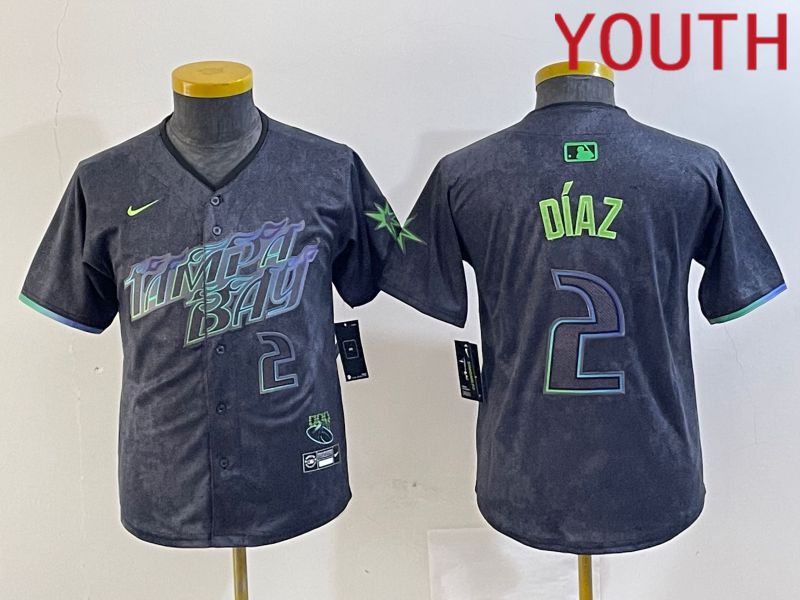 Youth Tampa Bay Rays 2 Diaz Nike MLB Limited City Connect Black 2024 Jersey style 4